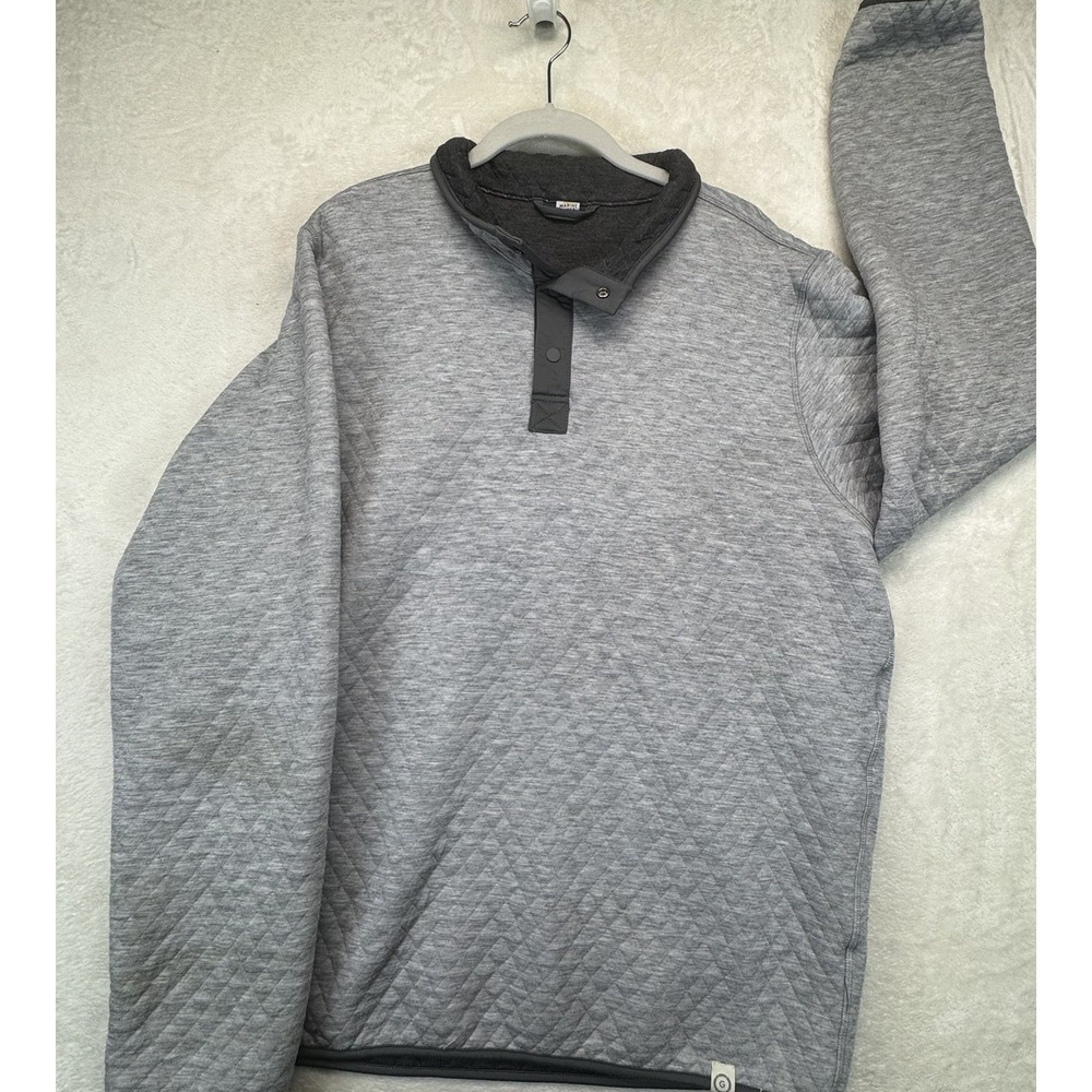 Marine‎ Layer Corbet Quilted Pullover Men's XL Gray Snap Neck Sweatshirt
